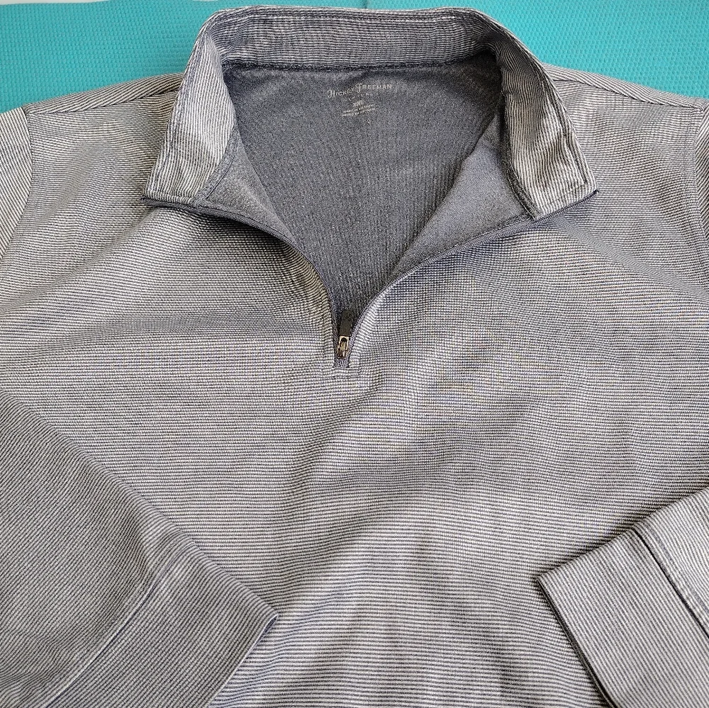 Hickey Freeman Comfort Stretch Quarter Zip Pullover Striped Sweater XXL